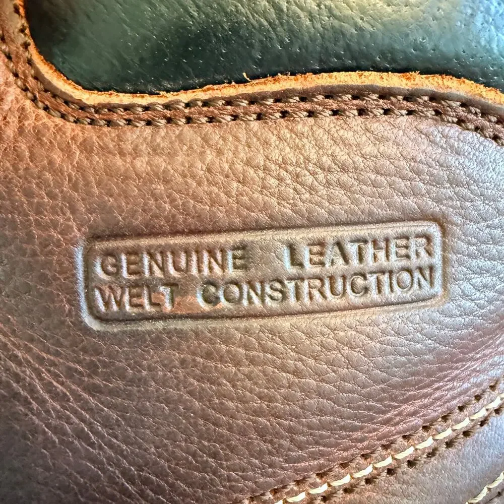 Safety Loong Men's Moc Toe Work Boots Size 11.5 Brown Leather Wedge Sole